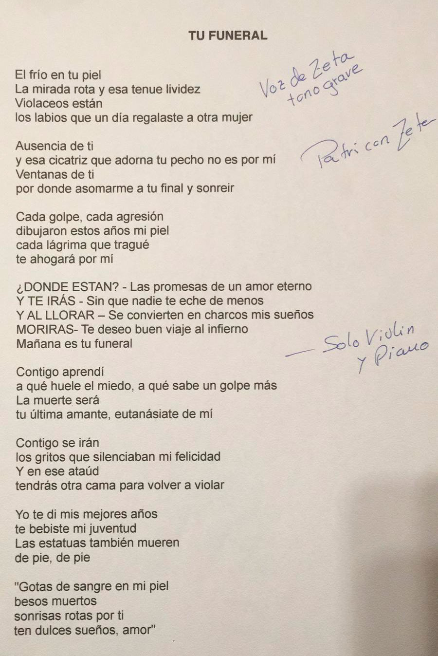 Letra de “Tu Funeral”